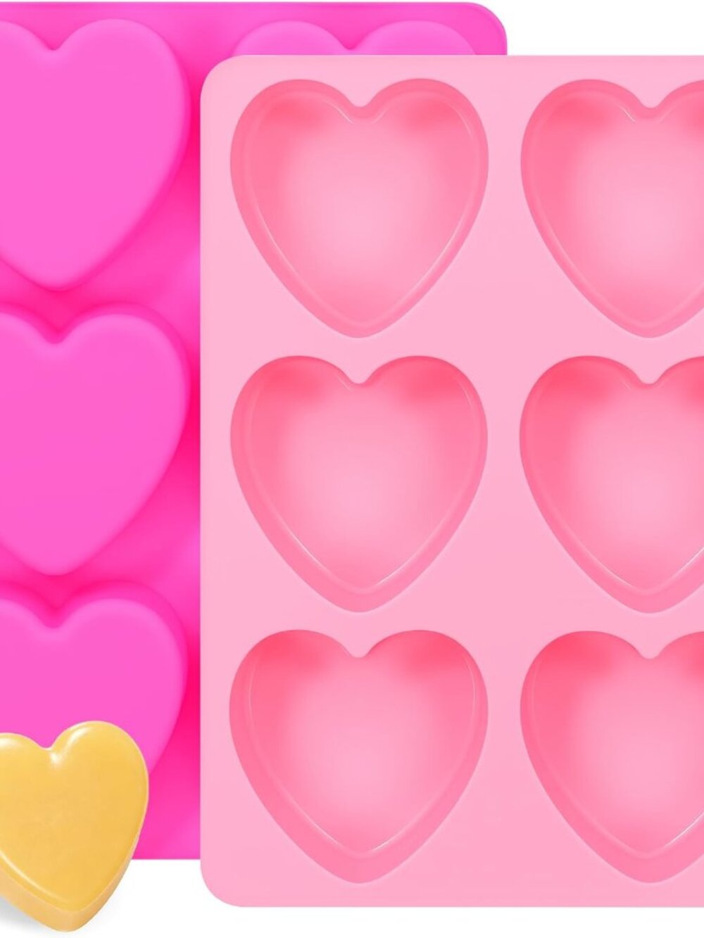 Heart Soap Mold Set, 2-Pack 6-Cavity Silicone Soap Molds
